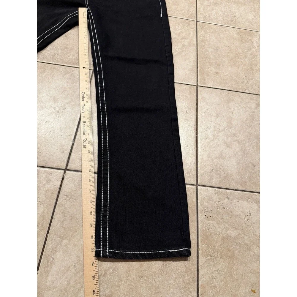 True Religion Jeans Men 36x32 Joey Super T Black Denim USA Made Rope Flap Pocket - Picture 10 of 11